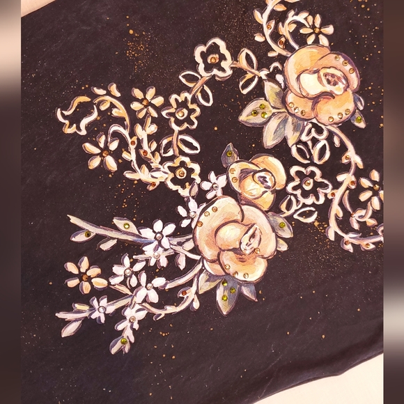 Jack Flash Tee Floral Bling Black Roses Bend Oregon Medium - Picture 8 of 12